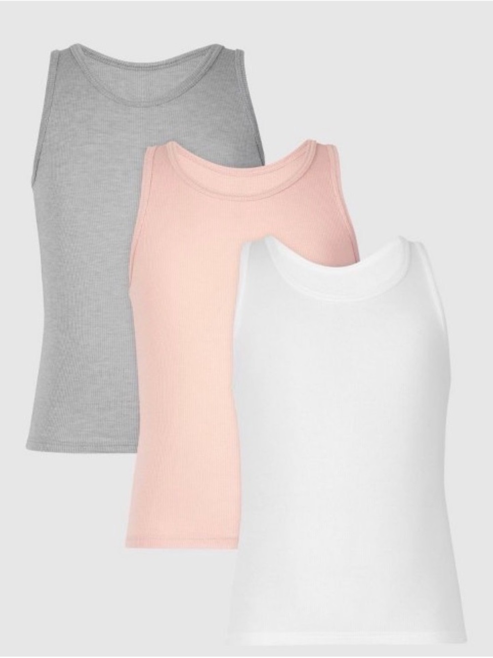 Hanes Kids Tank Top 3-Pack - White, Light Pink, Heather Gray